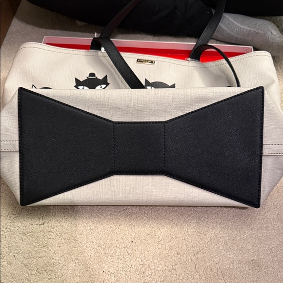 Kate Spade Black and Cream Cat Print Shoulder Bag - Picture 6 of 6